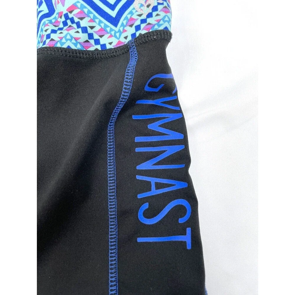 Justice Girl Size 14 Gymnastics Shorts‎ Black Blue Stretchy Athletic